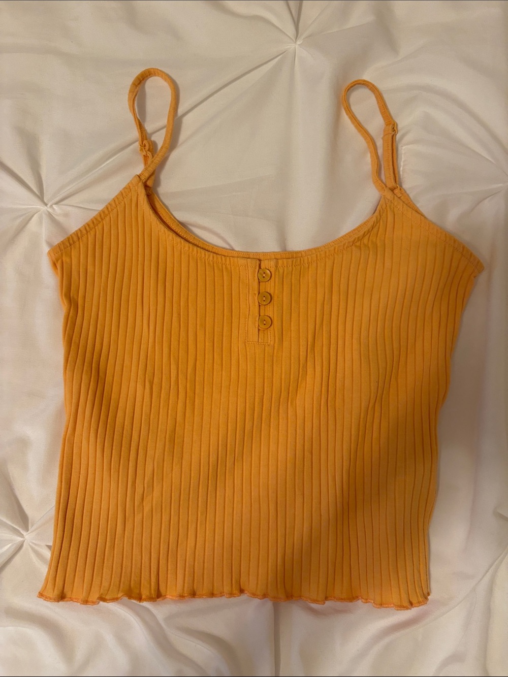 American Eagle Outfitters Ribbed Henley Cami - Orange